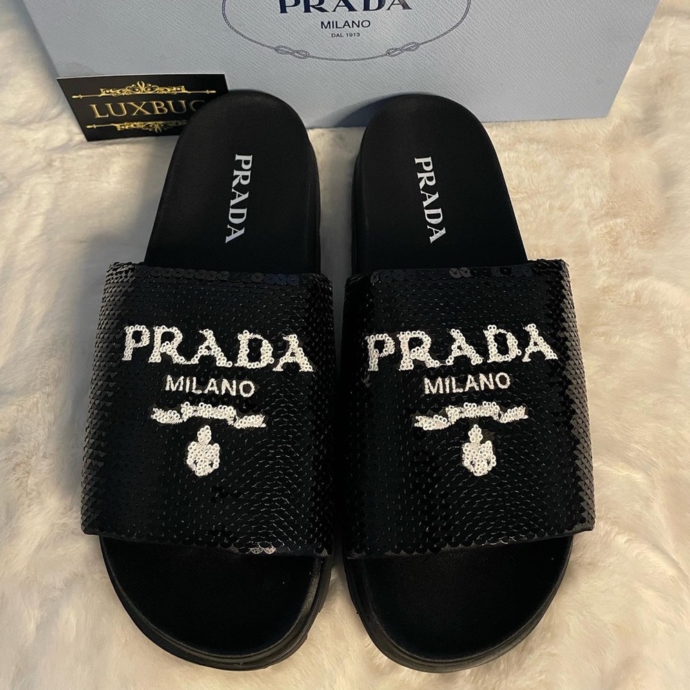 ✨Prada Sequin Pool Slides✨